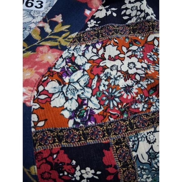 Entro Patchwork Floral Women's size Large Bohemian Cottagecore Bell Sleeve Dress - Picture 9 of 11